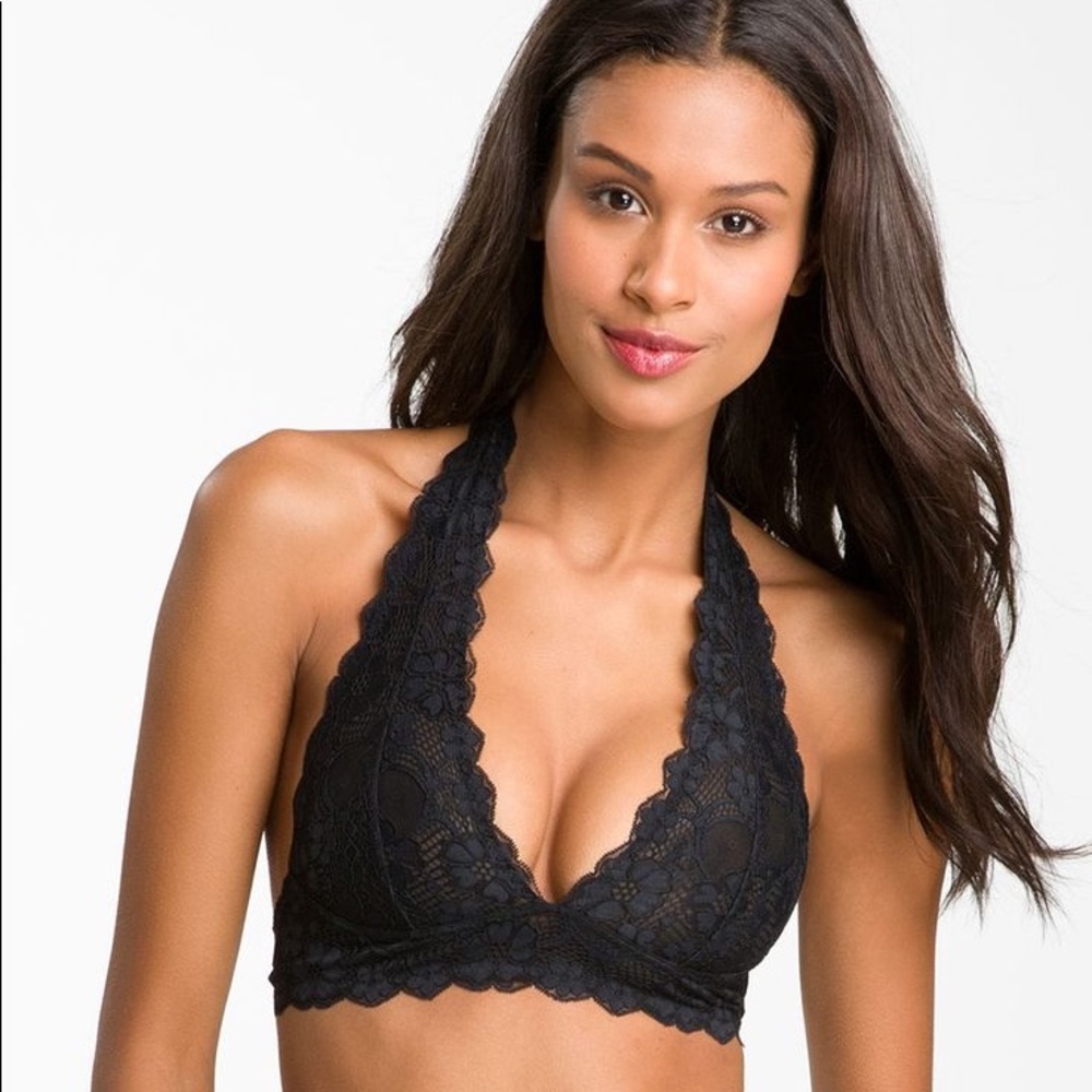 Free People Galloon Halter Lace Bralette (2 available: black & grey) - Picture 6 of 14